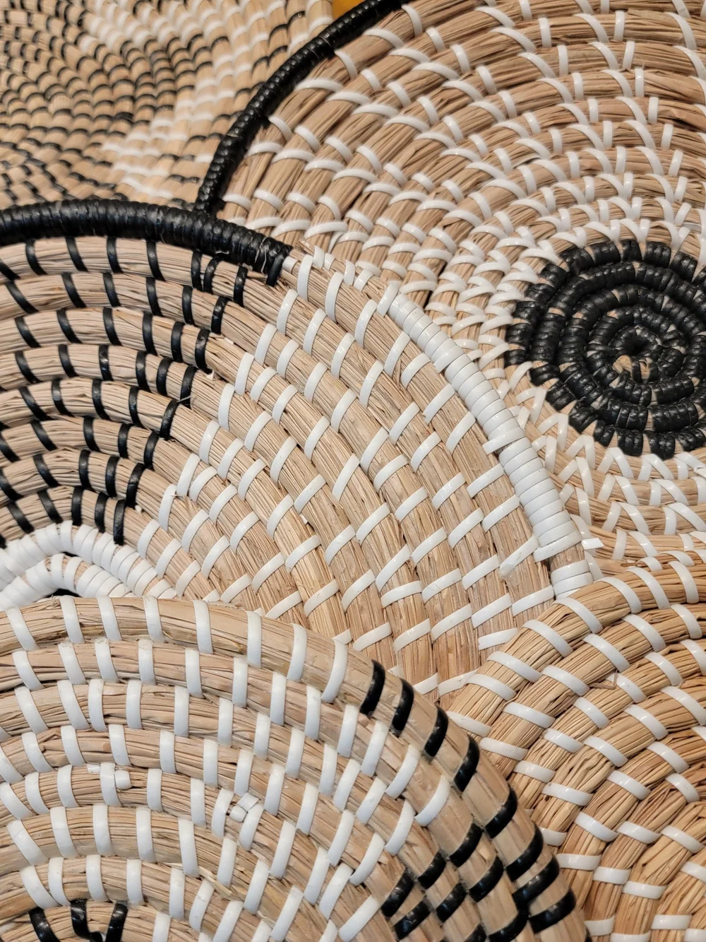 Woven Round Rattan Wall Hanging Set - Black, White, Natural